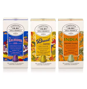 Compagnia Dell'Arabica Caffé El Salvador/Brasil/India Nespresso kompatibilis kávékapszula kóstoló csomag, 3x10db