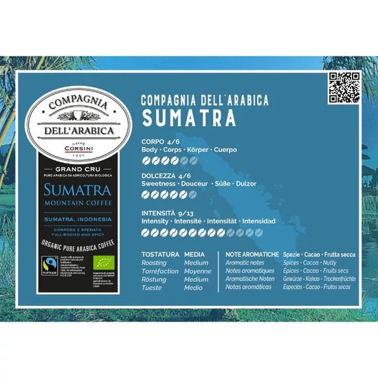 Compagnia Dell'Arabica Caffe Gran Cru Sumatra Bio Fairtrade szemes kávé, 250g