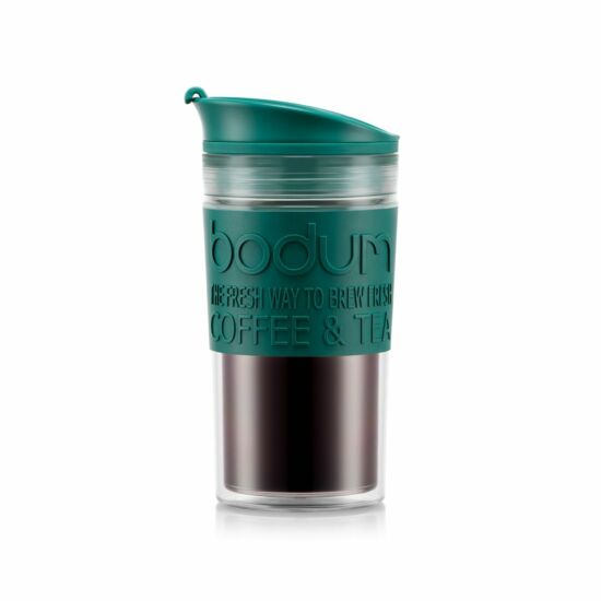 Bodum TRAVEL MUG Úti bögre, műanyag falú, 0.35 l, sötétzöld színű