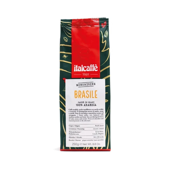 Italcaffe BRASIL 100% Arabica szemes kávé, 250g