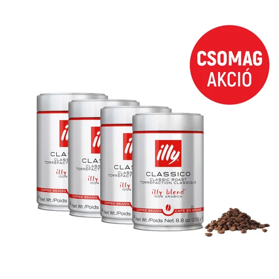 Illy Espresso Classico szemes kávé csomag, 4x250g