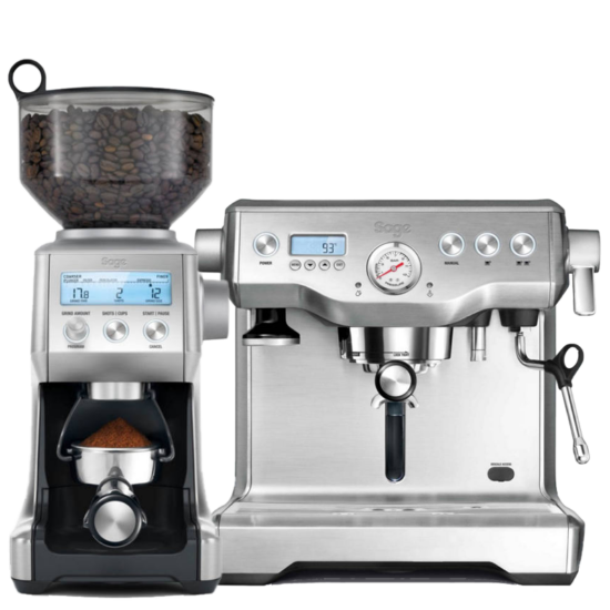 Sage BES920BSS &quot;Dual Boiler&quot; eszpresszó kávéfőzőgép &amp; SAGE BCG820BSS Automata kávédaráló