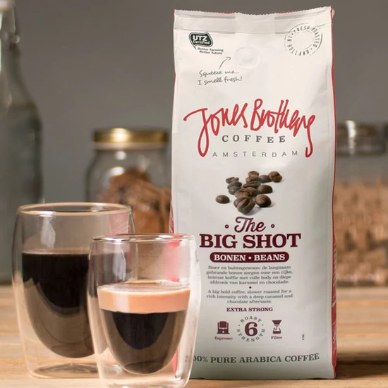Jones Brothers Coffee The Big Shot szemes kávé, 500g 